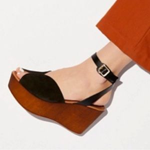 Seychelles Laugh More black leather platform shoes size 8